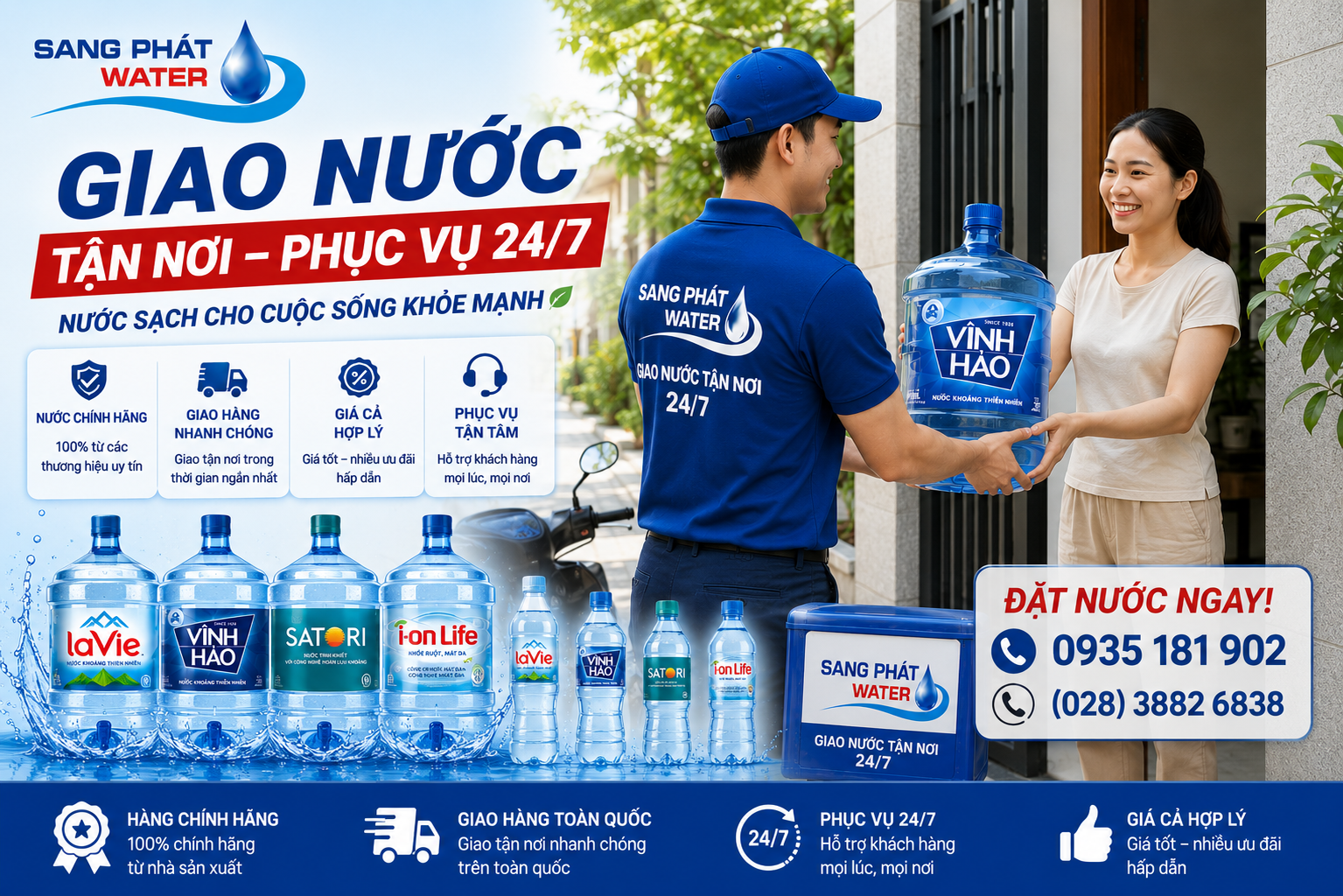 Dịch vụ giao nước tận nơi giúp tiết kiệm thời gian và công sức.