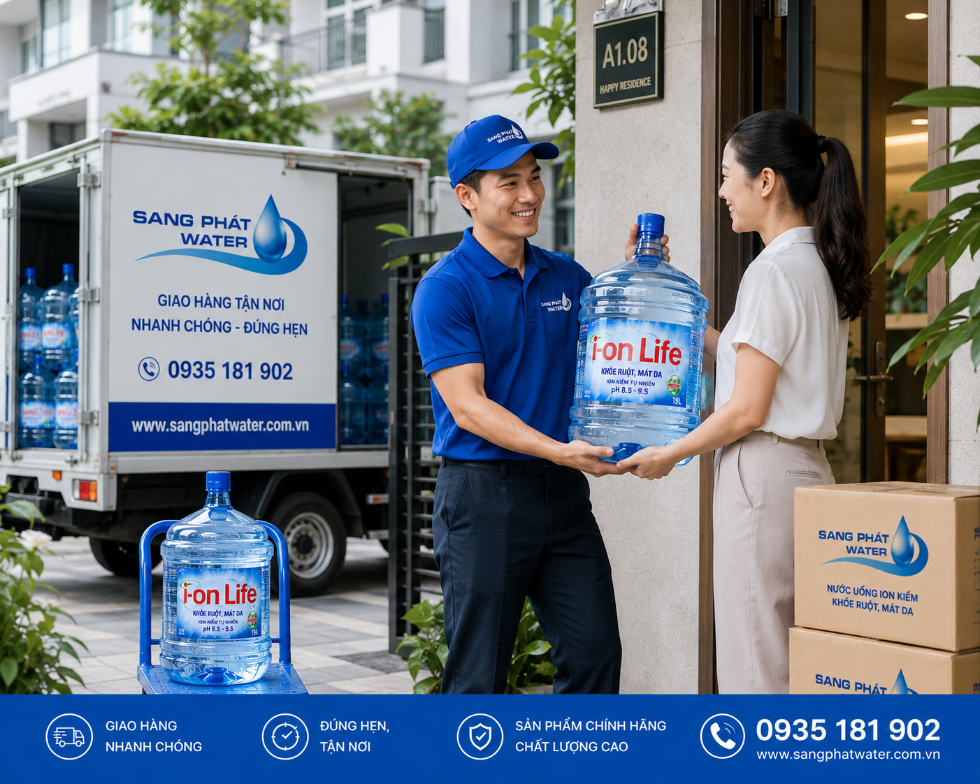 Dịch vụ giao nước tận nơi cho hộ gia đình, văn phòng và chung cư tại Phường Tân Thuận.