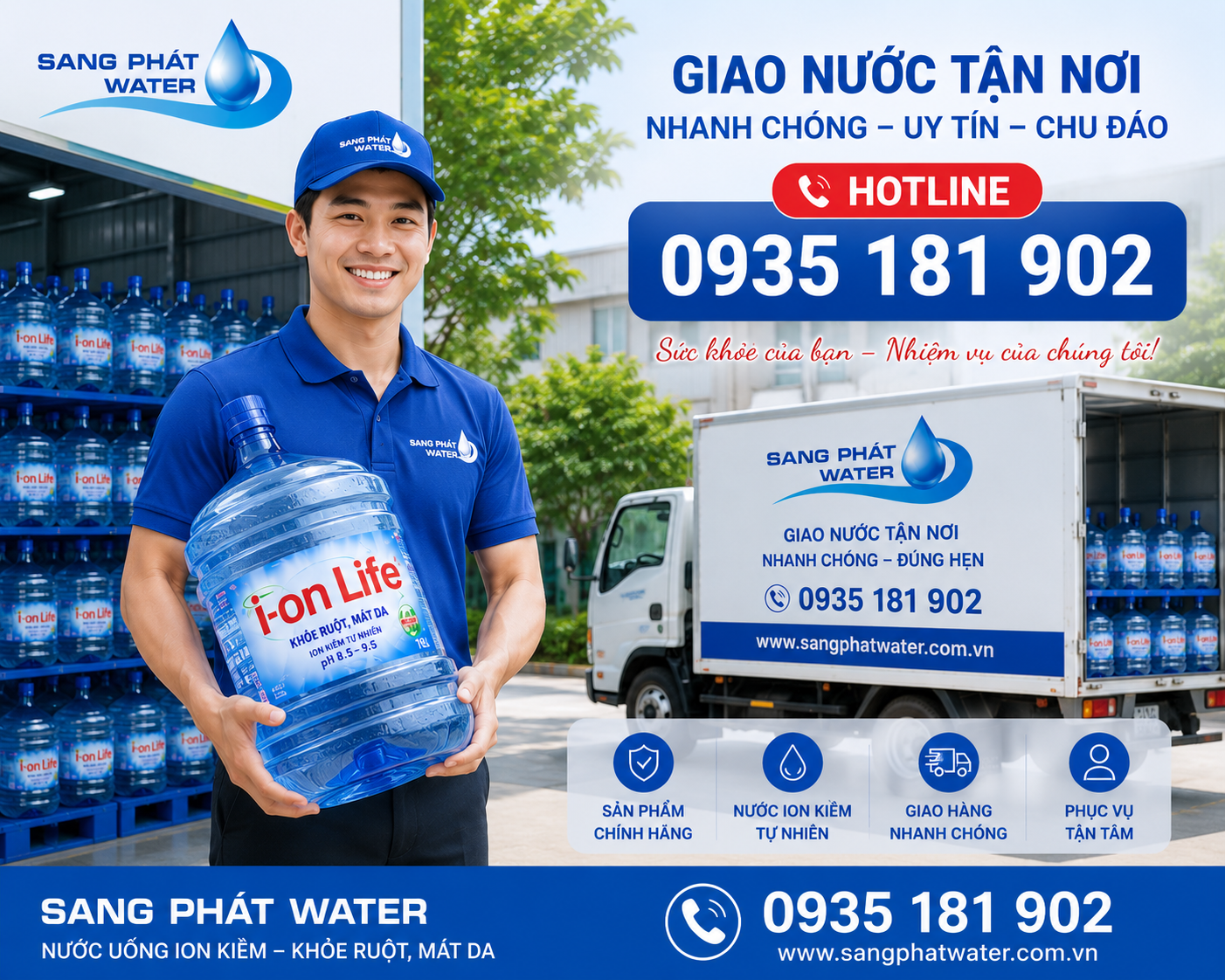 Liên hệ ngay Sang Phát để được giao nước tận nơi, an toàn, chất lượng