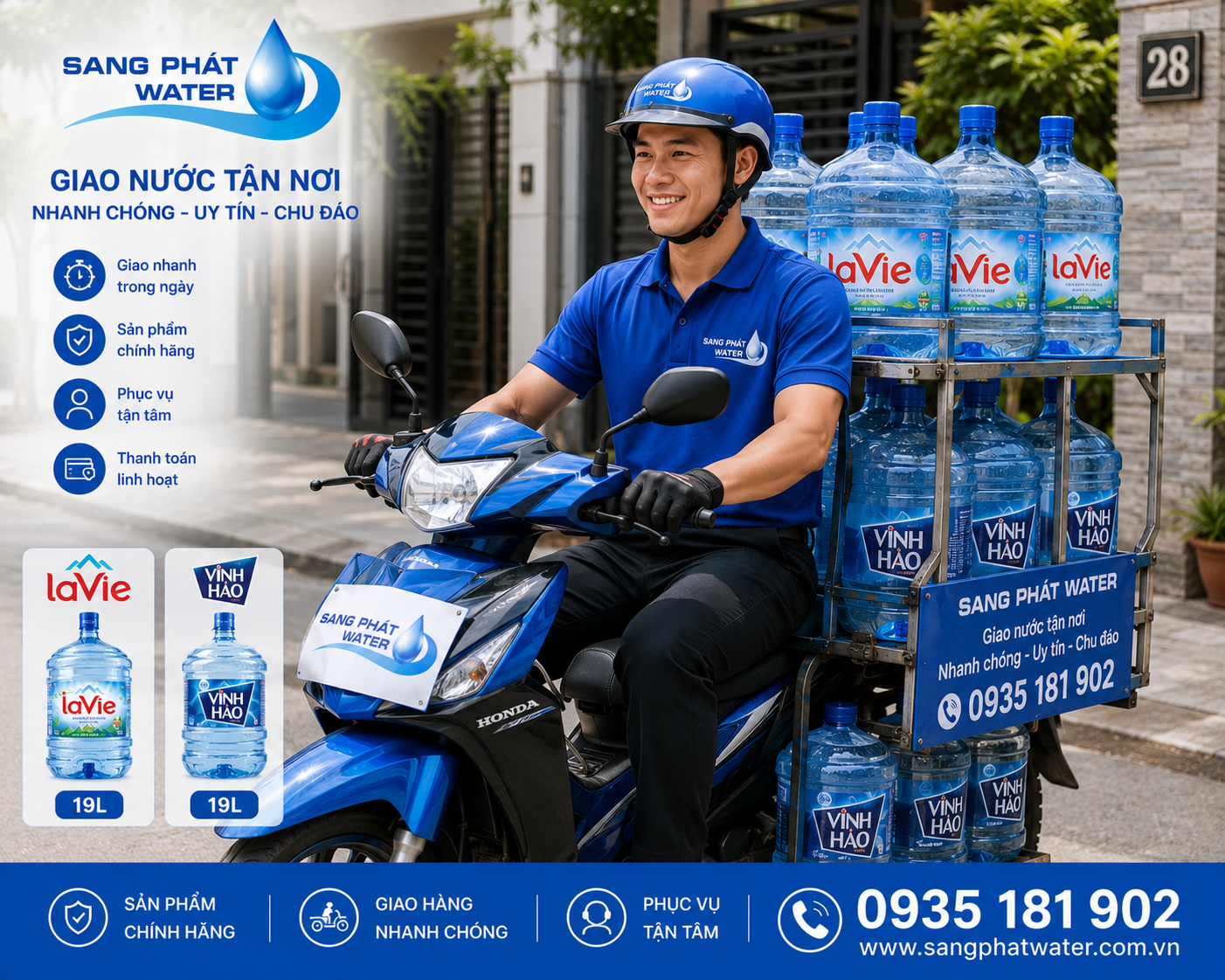 Đội ngũ Sang Phát Water phục vụ tận tâm, giao nước đúng hẹn và chuyên nghiệp.