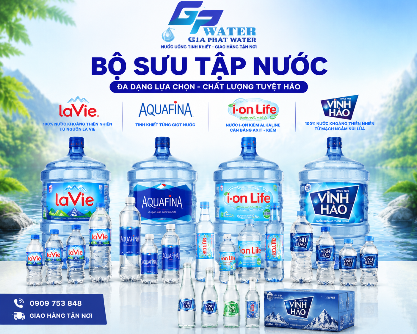 Các thương hiệu nước uống chính hãng tại Giao Nước Phường Cầu Ông Lãnh